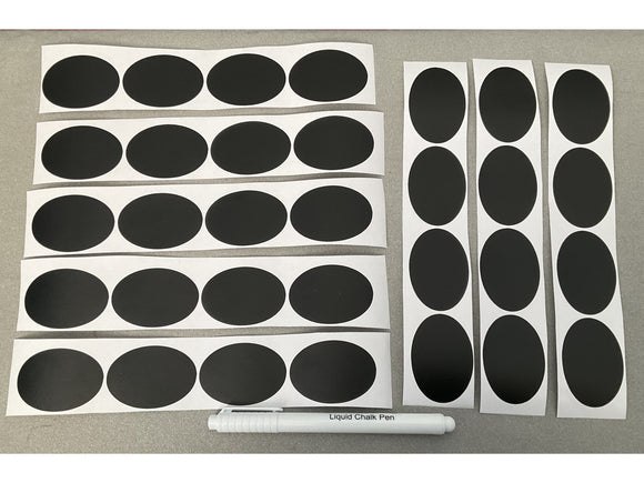 32pc set of Blackboard Labels + Liquid Chalk Pen - Oval