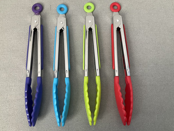 Non-Stick Tongs - Push/ Pull Closure - 4 Colour Choices!