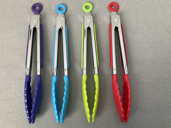Non-Stick Tongs - Push/ Pull Closure - 4 Colour Choices! - 30% OFF