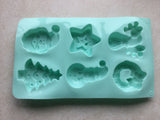 Chocolate Mould - Large Santa, Wreath, Reindeer, Snowman, Star & Xmas Tree