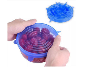 Reusable Airtight Silicone Food Covers - 6pc Set