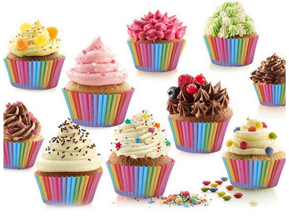 Cupcake Liners - Multi-coloured Stripes x 100