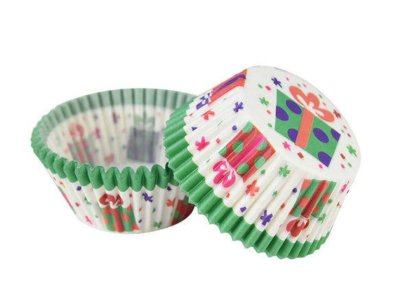 Cupcake Liners - Green Happy Birthday x 100