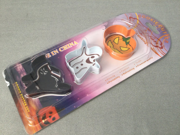 SALE 30% off - Halloween Cookie Cutter 3pc Set - Pumpkin, Ghost & Cat