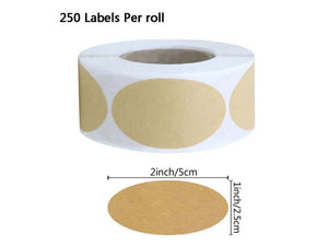 Oval Pantry Labels - Natural Coloured - 250pc Roll